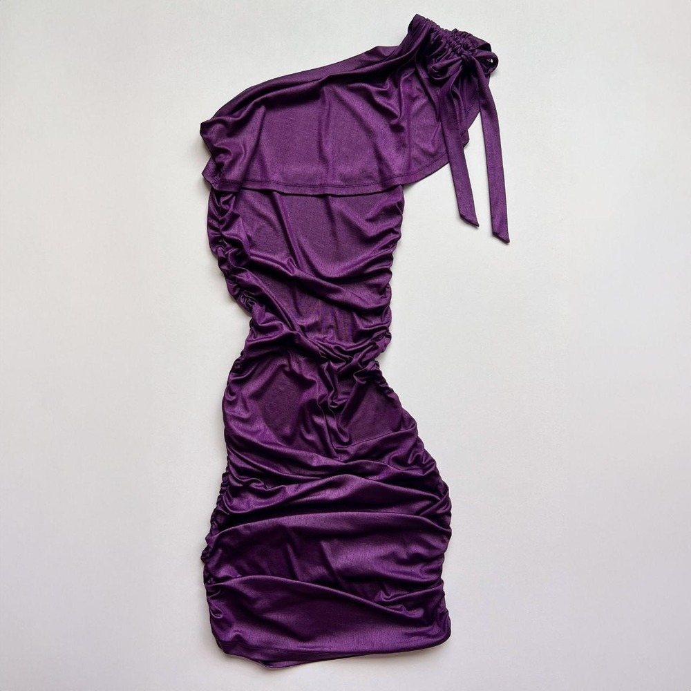Y2K Purple Charlotte Russe Bodycon Dress Asymmetrical Collar